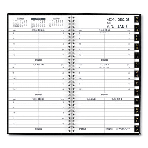 Compact Weekly Appointment Book, 6.25 X 3.25, Black Cover, 12-month (jan To Dec): 2026