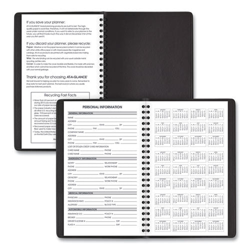 Weekly Block Format Appointment Book Ruled For Hourly Appointments, 8 X 5, Black Cover, 12-month (jan To Dec): 2026
