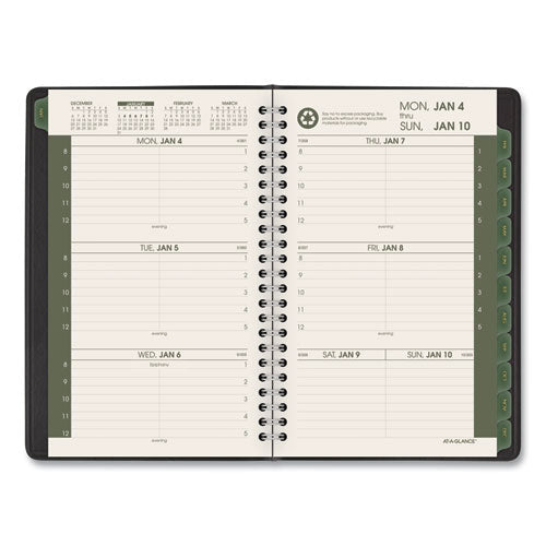 Recycled Weekly Block Format Appointment Book, 8.5 X 5.5, Black Cover, 12-month (jan To Dec): 2026