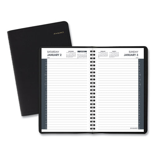 Daily Appointment Book With 30-minute Appointments, 8 X 5, Black Cover, 12-month (jan To Dec): 2026