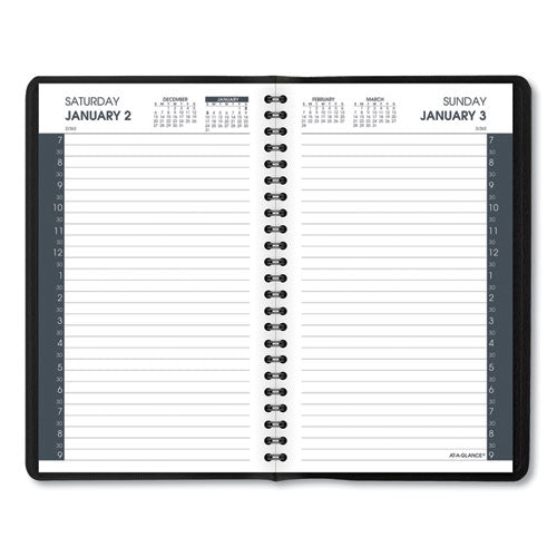 Daily Appointment Book With 30-minute Appointments, 8 X 5, Black Cover, 12-month (jan To Dec): 2026