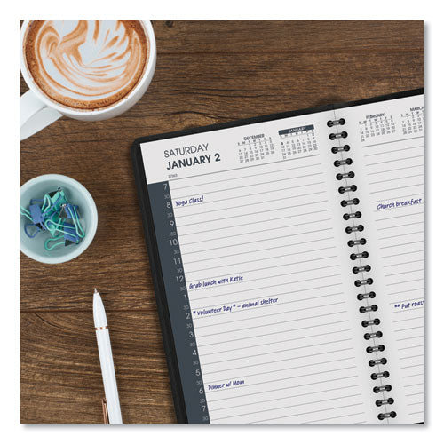 Daily Appointment Book With 30-minute Appointments, 8 X 5, Black Cover, 12-month (jan To Dec): 2026