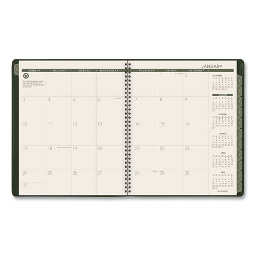 Recycled Monthly Planner, 11 X 9, Green Cover, 13-month: Jan 2026 To Jan 2027