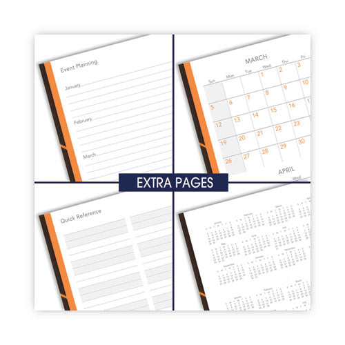 One-day-per-page Planning Notebook, 9 X 6, Dark Brown/orange Cover, 12-month (jan To Dec): 2026