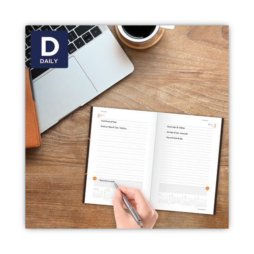 One-day-per-page Planning Notebook, 9 X 6, Dark Brown/orange Cover, 12-month (jan To Dec): 2026