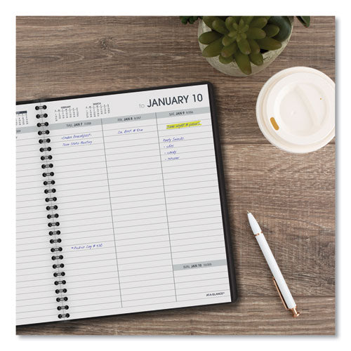 Weekly Planner Ruled For Open Scheduling, 8.75 X 6.75, Black Cover, 12-month (jan To Dec): 2026