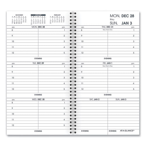 Weekly Appointment Book Refill Hourly Ruled, 6.25 X 3.25, White Sheets, 12-month (jan To Dec): 2026