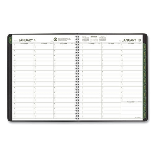 Recycled Weekly Vertical-column Format Appointment Book, 11 X 8.25, Black Cover, 12-month (jan To Dec): 2026