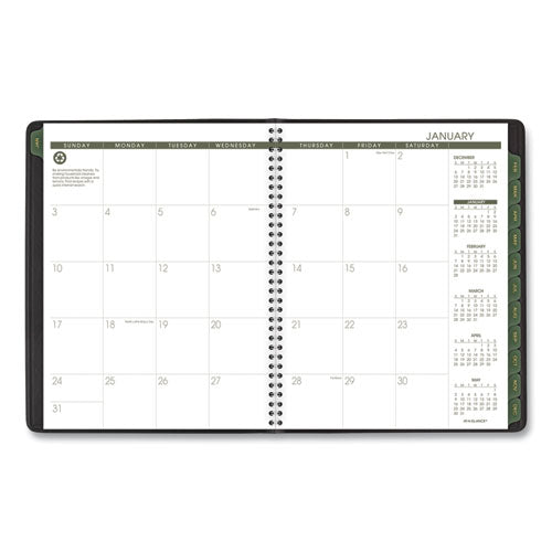 Recycled Weekly Vertical-column Format Appointment Book, 11 X 8.25, Black Cover, 12-month (jan To Dec): 2026