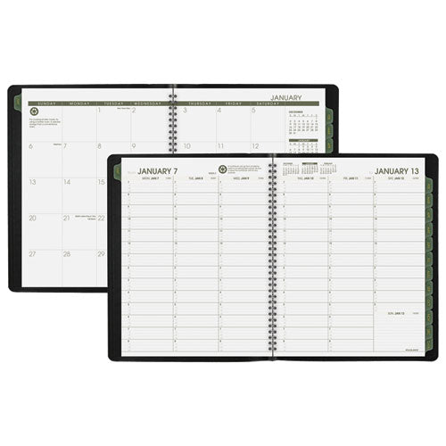 Recycled Weekly Vertical-column Format Appointment Book, 11 X 8.25, Black Cover, 12-month (jan To Dec): 2026