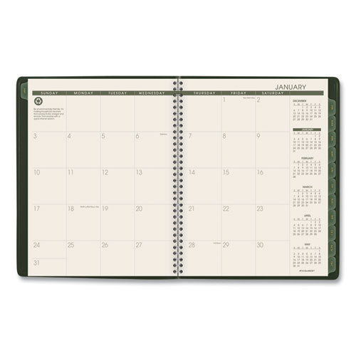 Recycled Weekly Vertical-column Format Appointment Book, 11 X 8.25, Green Cover, 12-month (jan To Dec): 2026