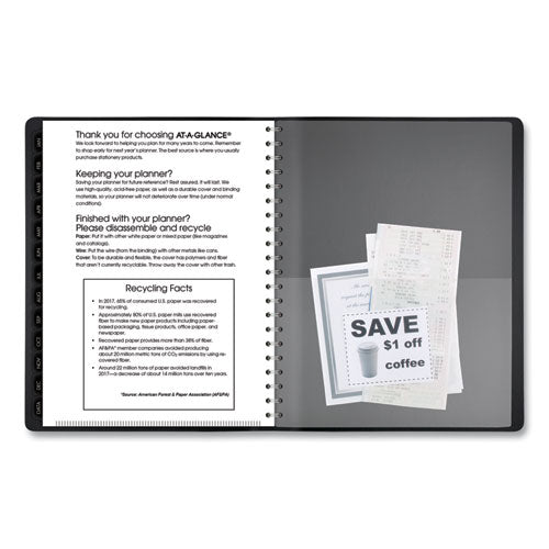 Contemporary Weekly/monthly Planner, Vertical-column Format, 11 X 8.25, Black Cover, 12-month (jan To Dec): 2026