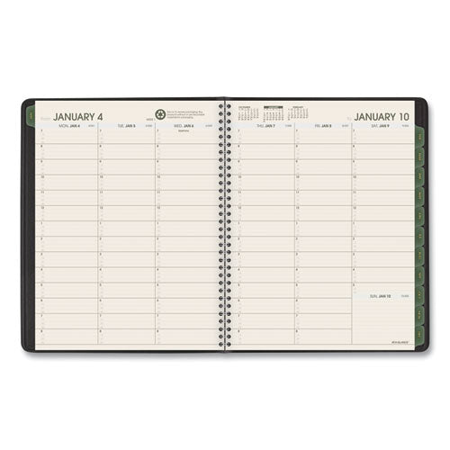 Recycled Weekly Vertical-column Format Appointment Book, 8.75 X 7, Black Cover, 12-month (jan To Dec): 2026