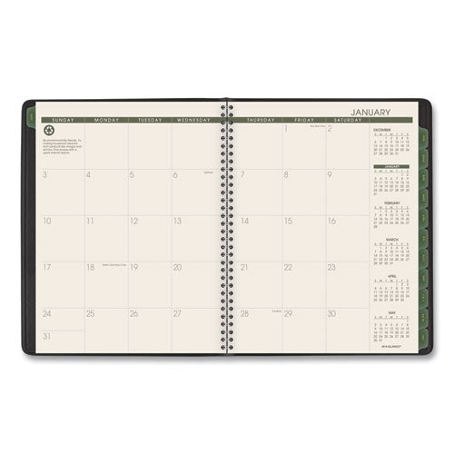 Recycled Weekly Vertical-column Format Appointment Book, 8.75 X 7, Black Cover, 12-month (jan To Dec): 2026