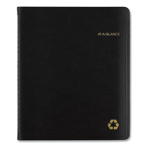 Recycled Weekly Vertical-column Format Appointment Book, 8.75 X 7, Black Cover, 12-month (jan To Dec): 2026