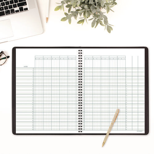 Undated Class Record Book, 35 Students, 9 To 10 Week Terms, 40-week Span, Black Cover, 10.88 X 8.25 Sheets