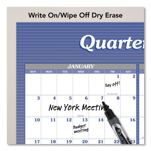 Vertical/horizontal Erasable Quarterly/monthly Wall Planner, 24 X 36, White/blue Sheets, 12-month (jan To Dec): 2026
