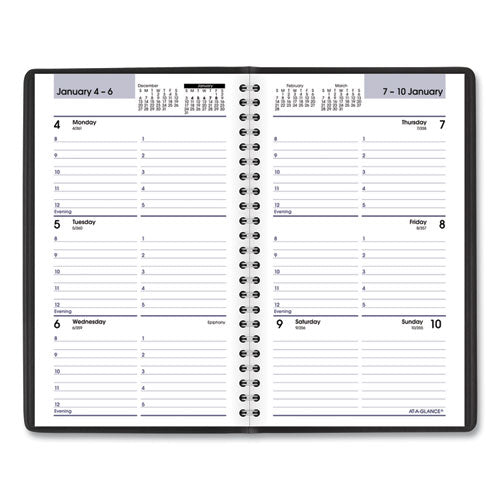 Dayminder Block Format Weekly Appointment Book, 8.5 X 5.5, Black Cover, 12-month (jan To Dec): 2026
