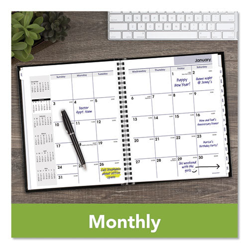 Dayminder Hard-cover Monthly Planner With Memo Section, Unruled Blocks, 8.5 X 7, Black Cover, 12-month (jan To Dec): 2026