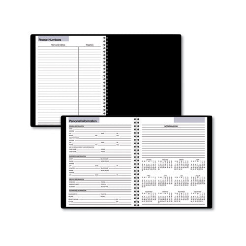 Dayminder Open-schedule Weekly Appointment Book, 8.75 X 7, Black Cover, 12-month (jan To Dec): 2026