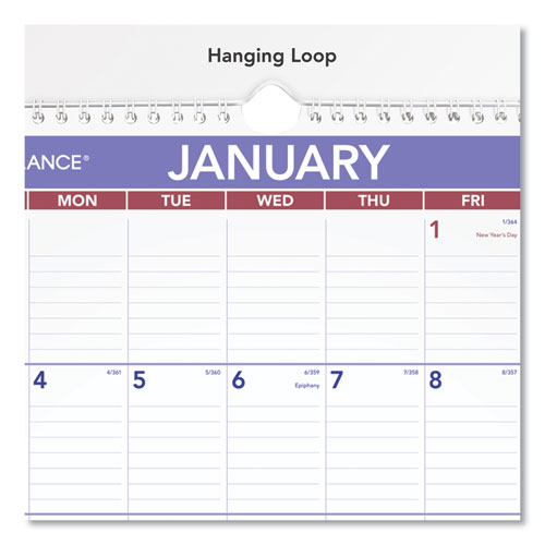 Monthly Wall Calendar With Ruled Daily Blocks, 12 X 17, White Sheets, 12-month (jan To Dec): 2026