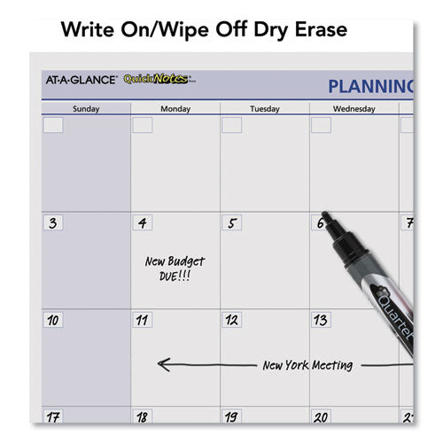 Quicknotes Mini Erasable Wall Planner, 16 X 12, White/blue/yellow Sheets, 12-month (jan To Dec): 2026