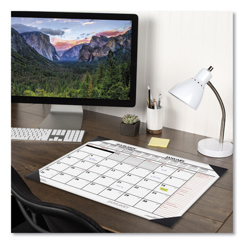 Two-color Monthly Desk Pad Calendar, 21.75 X 17, White Sheets, Black Corners, 12-month (jan To Dec): 2026