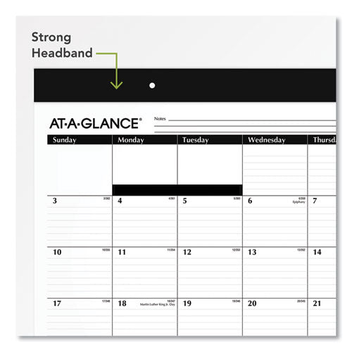Monthly Refillable Desk Pad, 22 X 17, White Sheets, Black Binding, Black Corners, 12-month (jan To Dec): 2026