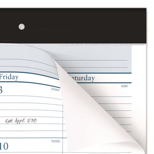 Desk Pad, 21.75 X 17, White Sheets, Black Binding, Clear Corners, 12-month (jan To Dec): 2026