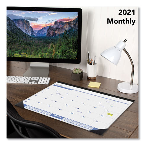 Desk Pad, 22 X 17, White Sheets, Black Binding, Black Corners, 12-month (jan To Dec): 2026