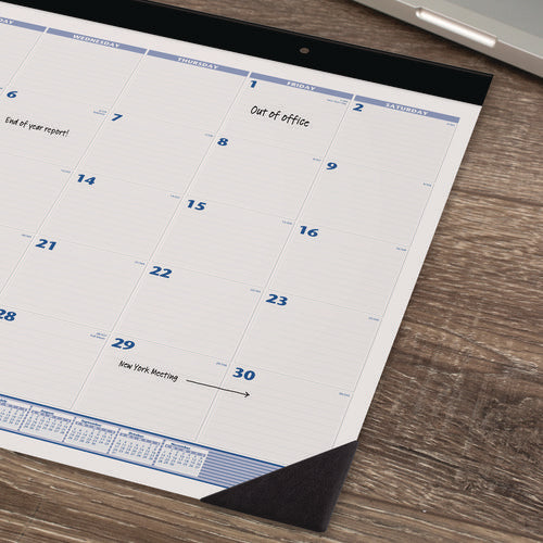 Desk Pad, 24 X 19, White Sheets, Black Binding, Black Corners, 12-month (jan To Dec): 2026