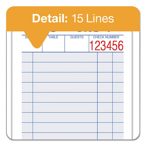 Multi-part Guest Check Pad, Two-part Carbonless, 3.38 X 6.38, 50 Forms Total