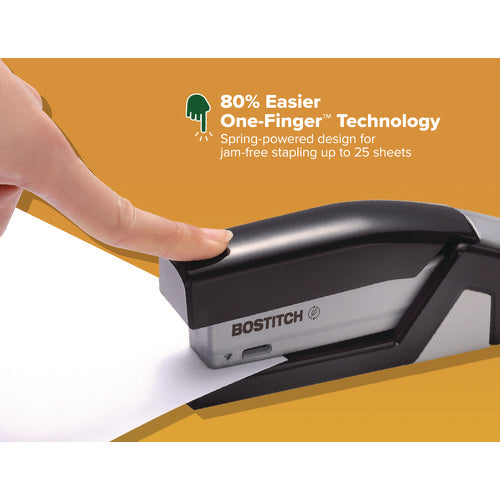 Injoy One-finger 3-in-1 Eco-friendly Compact Stapler, 25-sheet Capacity, Black