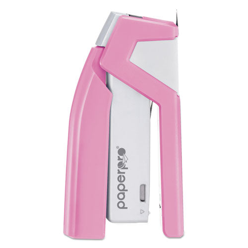 Incourage Spring-powered Compact Stapler, 20-sheet Capacity, Pink/gray