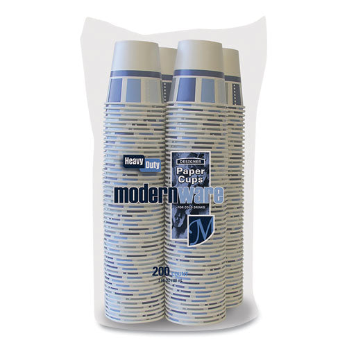 Heavy Duty Cold Cups, 3 Oz, Paper, Modernware Design, 2,400/carton