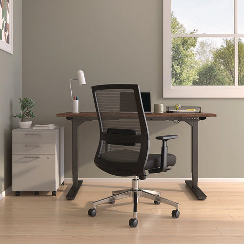 Alera Ashdale Ergonomic Fabric Swivel Task Chair, Supports 275 Lb, 18.15 To 21.89 Seat Height, Black Seat/back, Silver Base