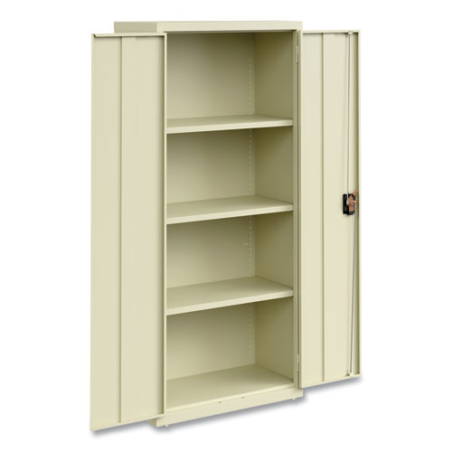 Economy Assembled Storage Cabinets, 4 Shelves, 30" X 15" X 66", Putty