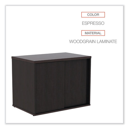 Alera Open Office Desk Series Low Storage Cabinet Credenza, Woodgrain Laminate, 29.5w X 19.13d X 22.78h, Espresso