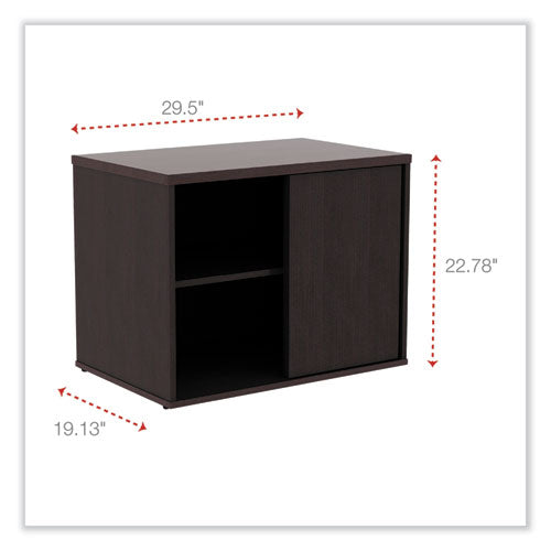 Alera Open Office Desk Series Low Storage Cabinet Credenza, Woodgrain Laminate, 29.5w X 19.13d X 22.78h, Espresso