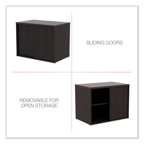 Alera Open Office Desk Series Low Storage Cabinet Credenza, Woodgrain Laminate, 29.5w X 19.13d X 22.78h, Espresso