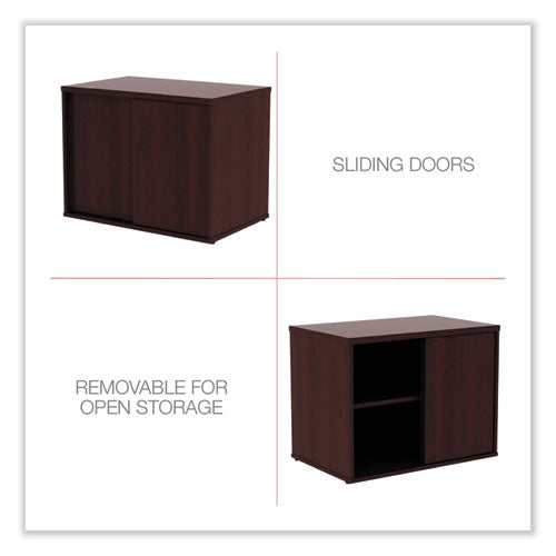 Alera Open Office Desk Series Low Storage Cabinet Credenza, Woodgrain Laminate, 29.5w X 19.13d X 22.78h, Mahogany