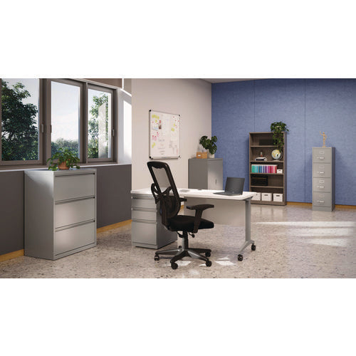 Alera Modern Teacher Series Pedestal Desk, Left-side Pedestal: Box/box/file, 60" X 24" X 28.75", White/silver