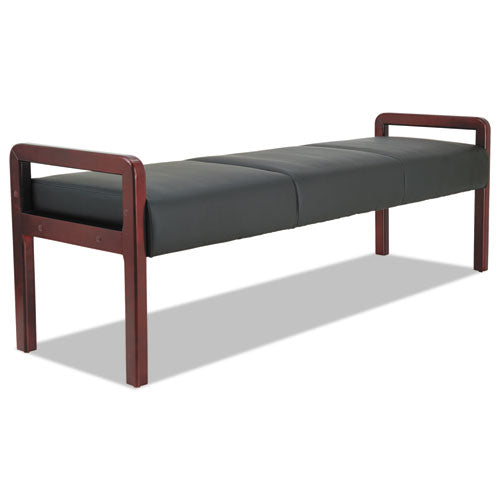 Alera Reception Lounge Wl Series Three-seat Bench, 65.75" X 22.25" X 22.88", Black Seat, Mahogany Base
