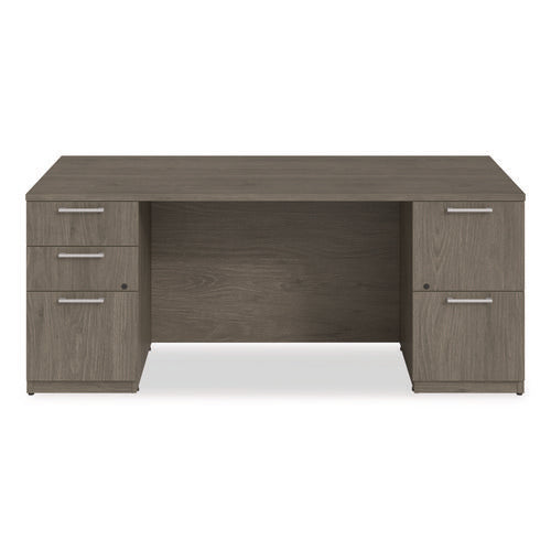 Alera Seville Series Double Pedestal Desk, 72" X 36" X 29", Walnut