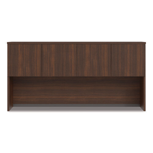 Alera Seville Hutch With Doors, 4 Compartments, 72w X 16d X 36h, Mahogany