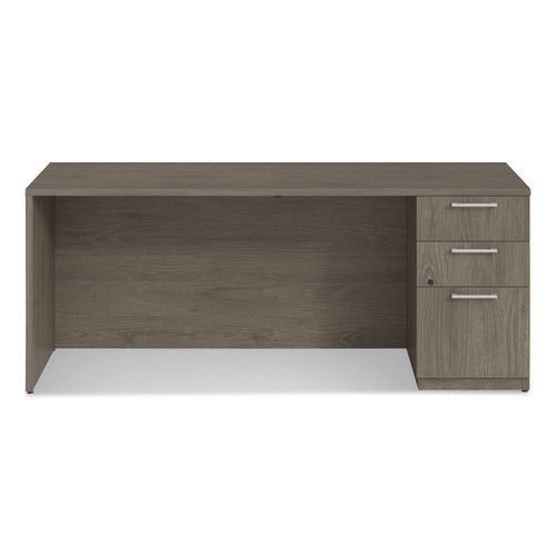 Alera Seville Series Credenza With Pedestal, Right Pedestal, 72w X 24d X 29h, Walnut