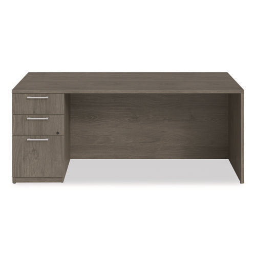 Alera Seville Series Single Pedestal Desk, Left Pedestal, 72" X 36" X 29", Walnut