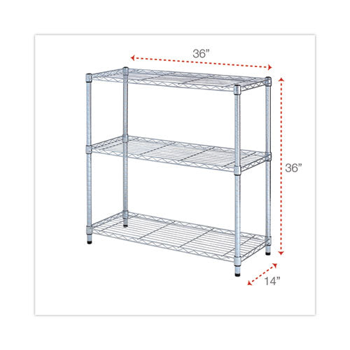 Residential Wire Shelving, Three-shelf, 36w X 14d X 36h, Silver