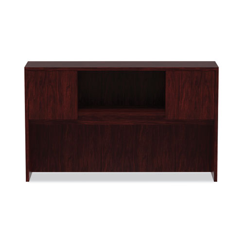 Alera Valencia Series Hutch With Doors, 4 Compartments, 58.88w X 15d X 35.38h, Mahogany