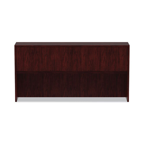 Alera Valencia Series Hutch With Doors, 4 Compartments, 70.63w X 15d X 35.38h, Mahogany